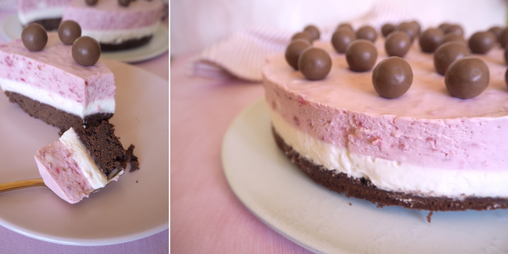 Cheesecake med chokoladekagebund, citron og hindbær | Cakewoman.dk