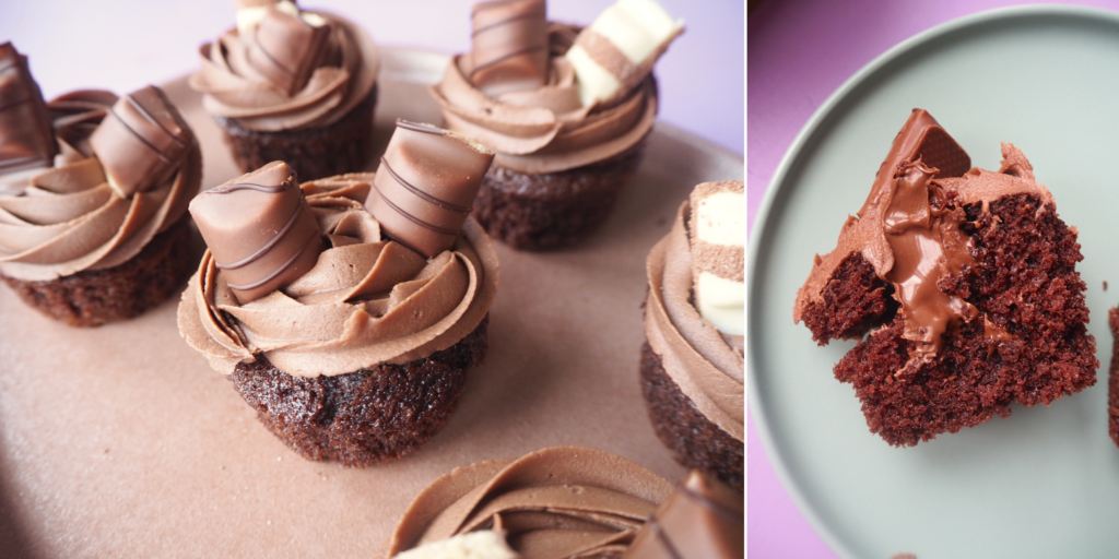 Chokolademuffins med Nutella og Kinder Bueno | Cakewoman.dk